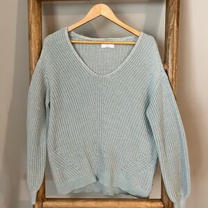 Old Navy Light Mint V-Neck Knit Sweater